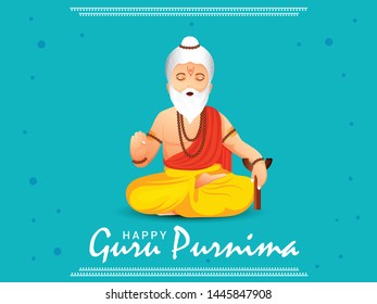 Illustration for the Day of honoring celebrating guru purnima.