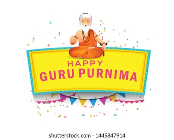 Illustration for the Day of honoring celebrating guru purnima.