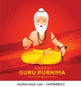 Illustration for the Day of honoring celebrating guru purnima.