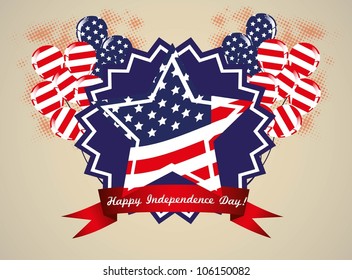 Illustration of the day of United States independence, July 4