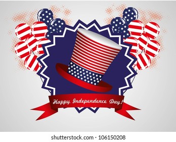 Illustration of the day of United States independence, July 4