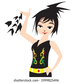 Illustration Dayak girl dancer vector design