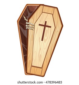 Illustration of a dead man opening the coffin.