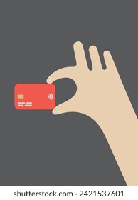 Illustration of the debit card in the human hand