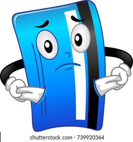 Illustration of a Debit Card Mascot Showing Nothing Inside Its Pockets