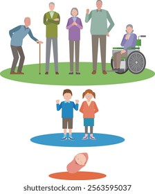 Illustration of a declining birthrate and aging population