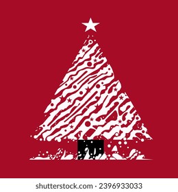 Illustration of a decorated Christmas tree in winter