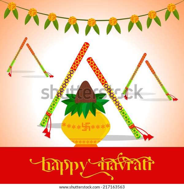 Illustration Decorated Dandiya Indian Festival Navratri Stock Vector 