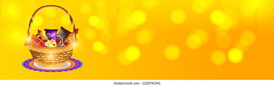  illustration of Decorated Diya for Happy Diwali celebration of India.