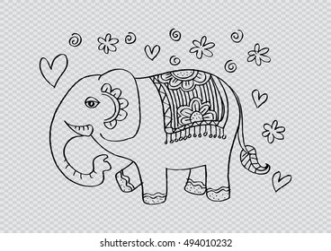 Illustration of decorated elephant