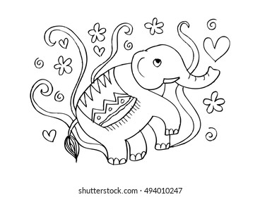 Illustration of decorated elephant