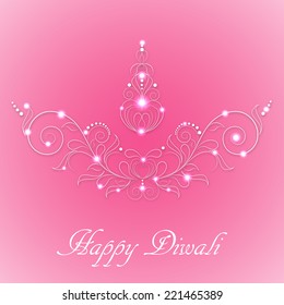 Illustration of decorated floral Diya  For Happy Diwali background celebrated by indians