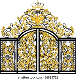 ilustración con puerta decorada aislada en fondo blanco