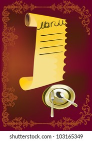 illustration with decorated menu on red background