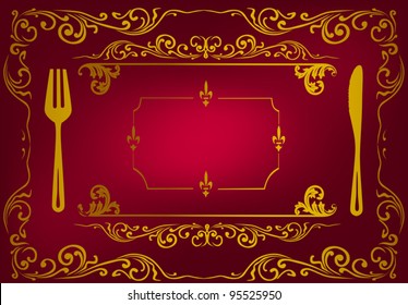 illustration with decorated menu on red background