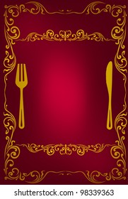illustration with decorated menu on red background