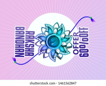 illustration of decorated rakhi for Indian festival Raksha Bandhan,different bubbles shapes, poster, card, banner 