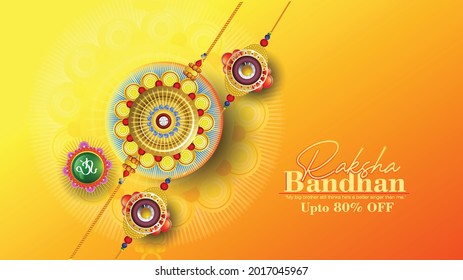 illustration of decorated Rakhi for Indian festival Raksha Bandhan, background