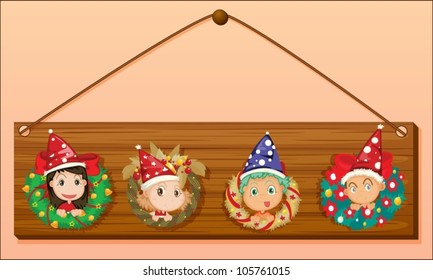 illustration of a decorated wall hanging  on wall