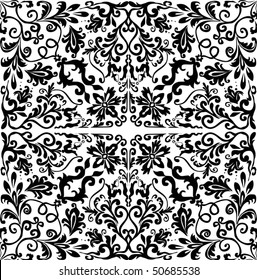 illustration with decoration with black abstract curls