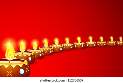 illustration of decoration with burning clay diya