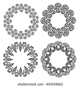 illustration for decorations. Frame floral nature doodle flower.
