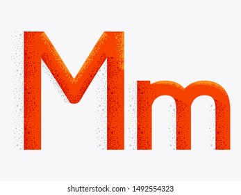 Illustration of Decorative Alphabet with Capital and Small Letter M and Dust Particle Effect