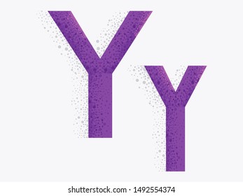 Illustration of Decorative Alphabet with Capital and Small Letter Y and Dust Particle Effect