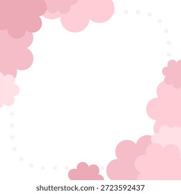 Illustration of a decorative badge frame with soft pink flower shape forming a circular border for text or logos.