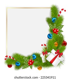 Illustration decorative border from a traditional Christmas elements - vector