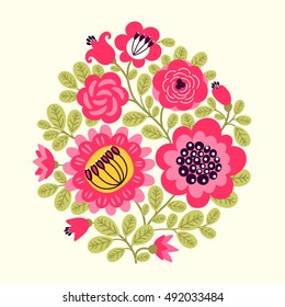 Illustration with decorative bouquet. Template greeting cards or invitations