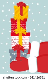 illustration decorative Christmas presents.Santa gives a gift 