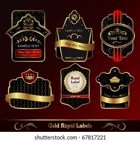 Illustration decorative dark gold frames labels - vector