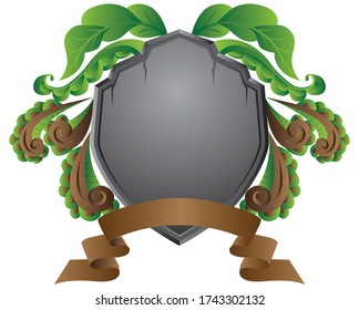 illustration decorative floral shields isolated 