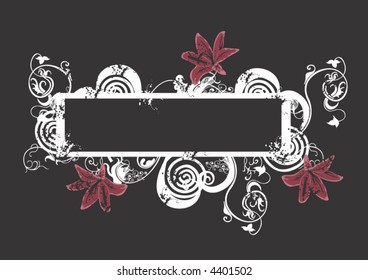 Illustration of a decorative frame and flowers