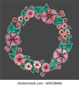 Illustration of a decorative frame on a colored background, vector
