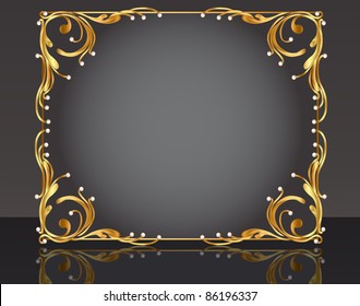 illustration decorative frame with pattern gold pearl