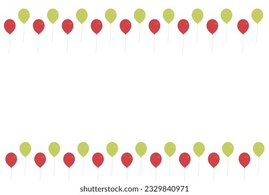 Ilustración del marco decorativo de globos rojos y verdes, ilustración vectorial