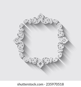 illustration of decorative frame with shadow on a grey background