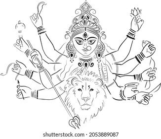 illustration of a decorative goddess hands in orange background