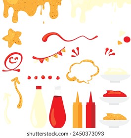 
Illustration decorative material set of ketchup, mayonnaise and mustard sauce