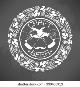 Illustration of decorative monochrome craft beer logo