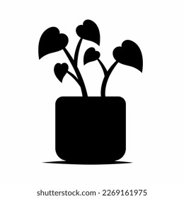 Illustration of decorative plant icon with shadow. Stock vector illustration.