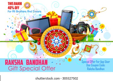 illustration of decorative rakhi for Raksha Bandhan sale promotion banner