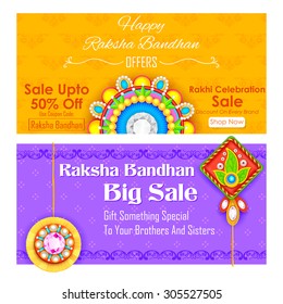 illustration of decorative rakhi for Raksha Bandhan sale promotion banner