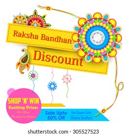 illustration of decorative rakhi for Raksha Bandhan sale promotion banner