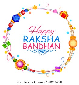 illustration of decorative Rakhi for Raksha Bandhan, Indian festival for brother and sister bonding celebration