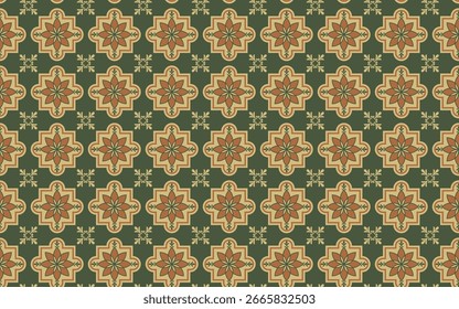 Ilustração decorativo sem emenda padrão verde e laranja para papel de parede ou fundo, Padrão de decoração, Padrão sem emenda.