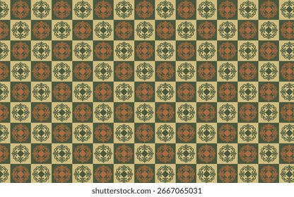 Illustration Dekorative Nahtlose Muster grün und orange Farbe für Tapete oder Hintergrund, Nahtlose Muster EPS-Datei.