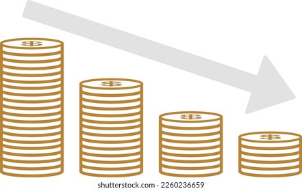 Illustration of decreasing foreign currency (dollars) (declining steadily to the right) 